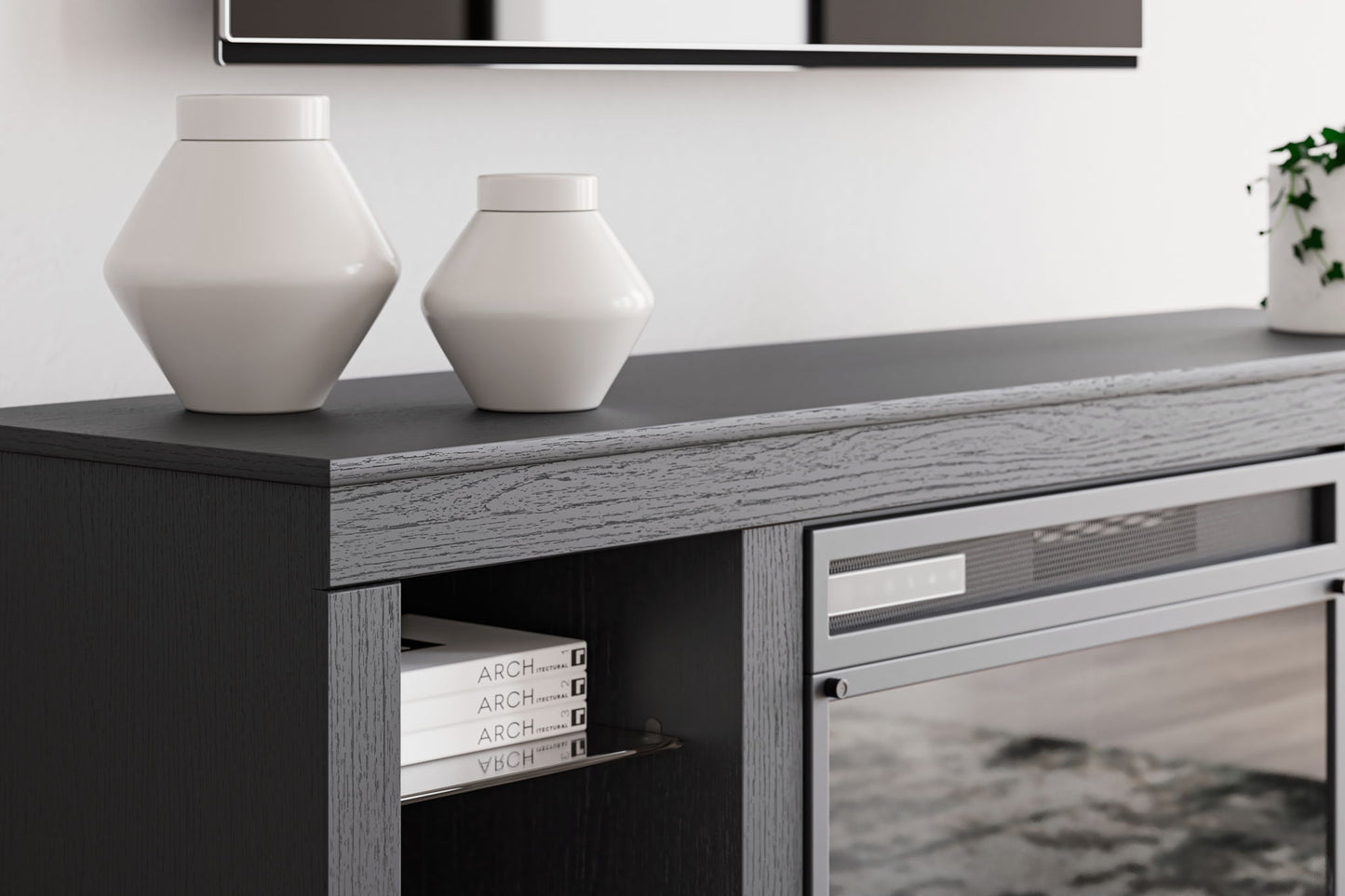 Cayberry - Black - TV Stand With Fireplace - Hornell Furniture Outlet