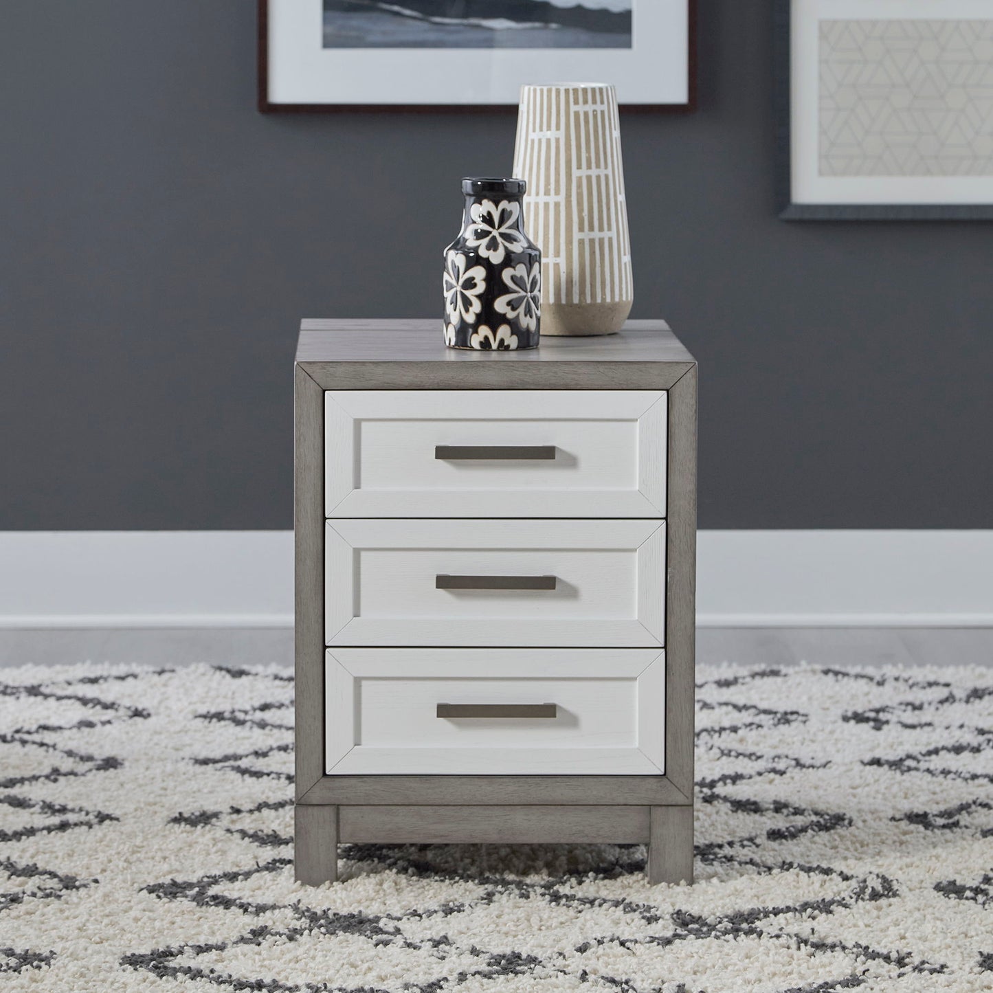 Palmetto Heights - 3 Drawer Chair Side Table - White - Hornell Furniture Outlet