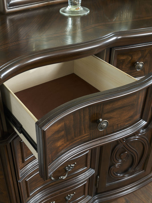 Royale - Dresser & Mirror - Dark Brown - Hornell Furniture Outlet