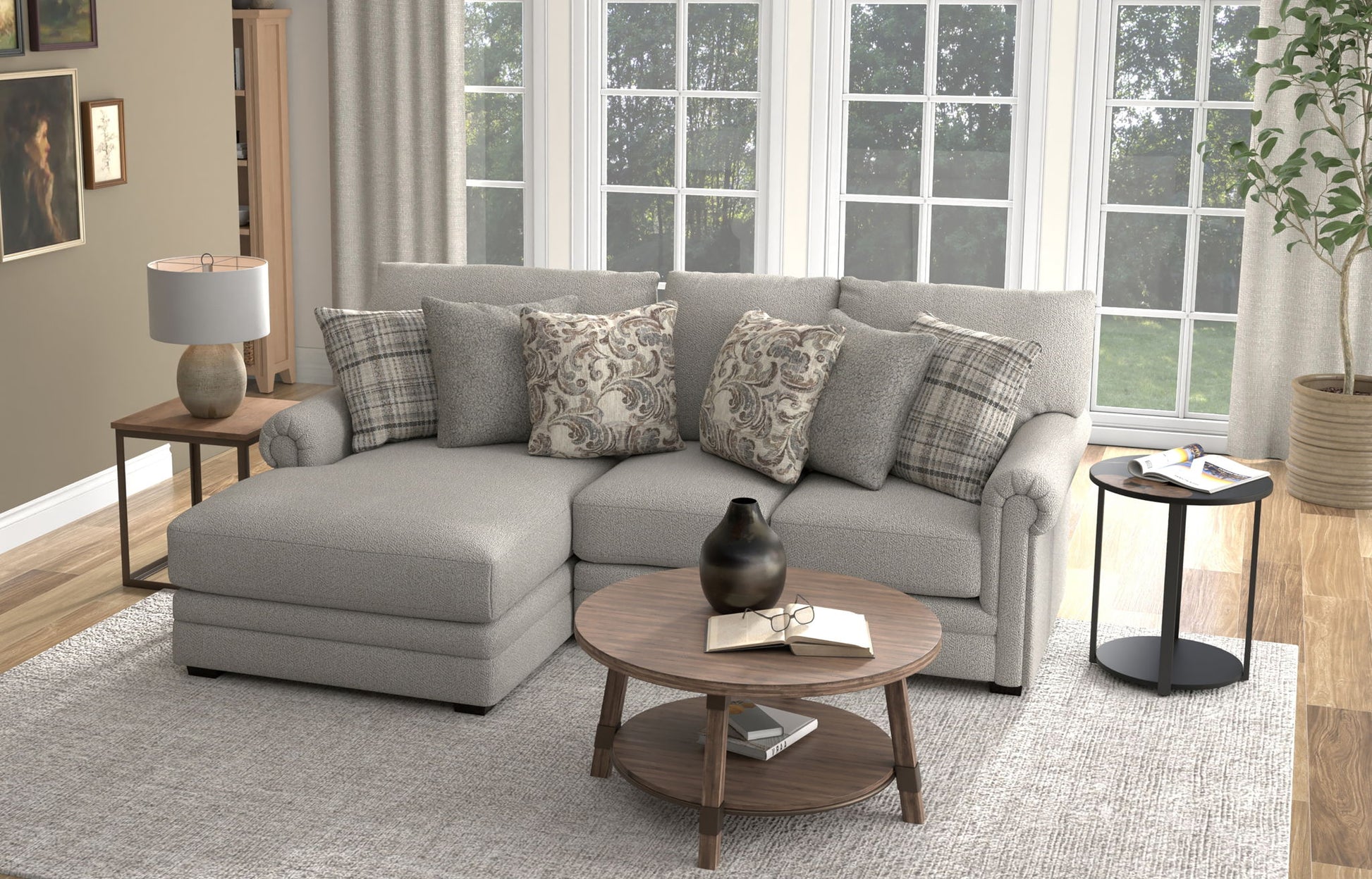 Livingston - Sectional With Comfort Coil Seating And Accent Pillows Included - Hornell Furniture Outlet