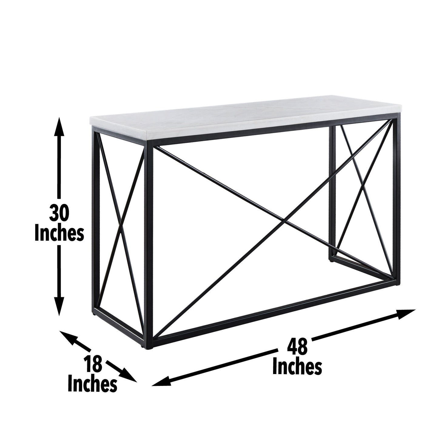 Skyler - White Marble Top Rectangular Sofa Table - White - Hornell Furniture Outlet