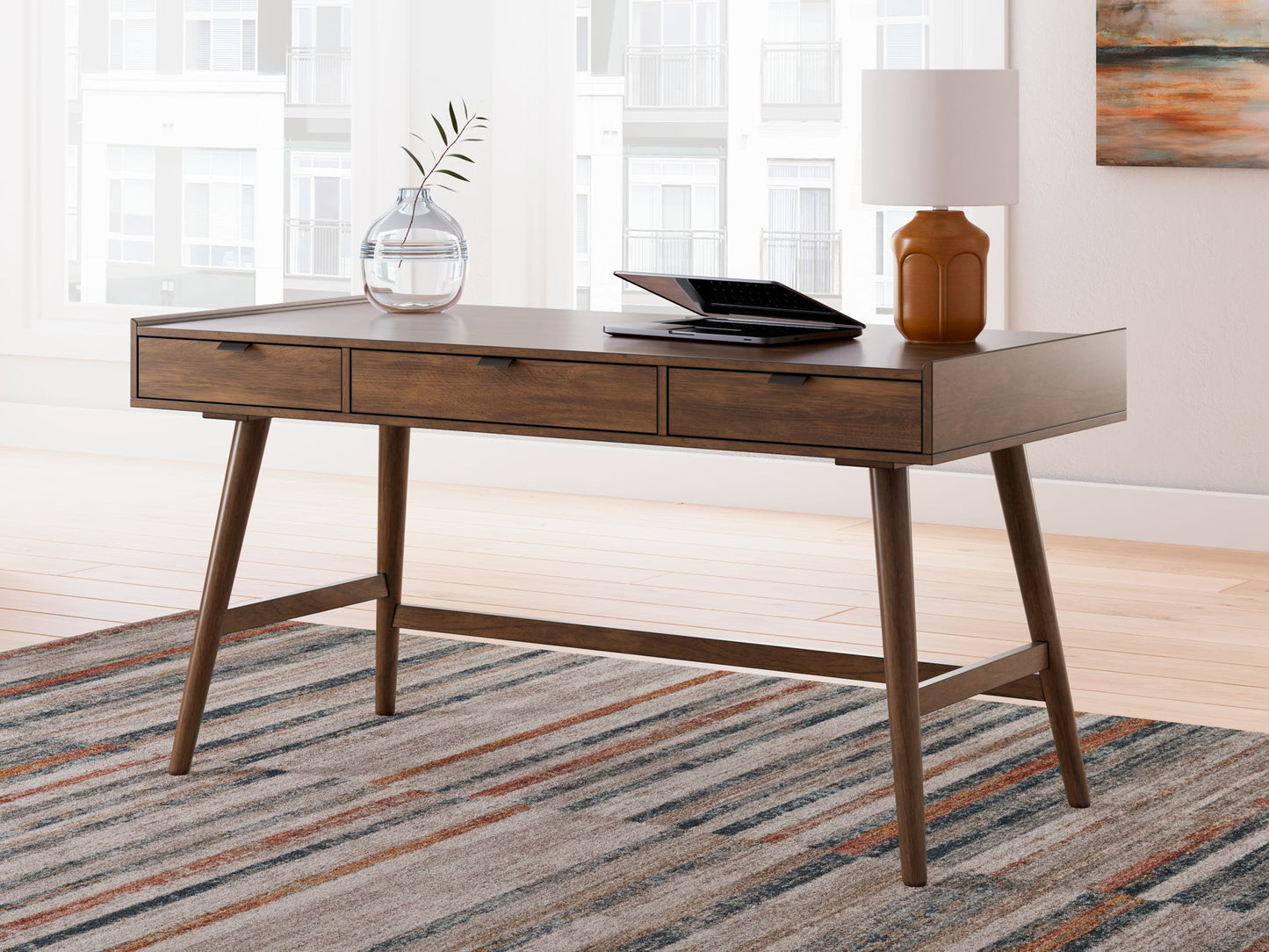 Lyncott - Brown - Home Office Desk - Hornell Furniture Outlet