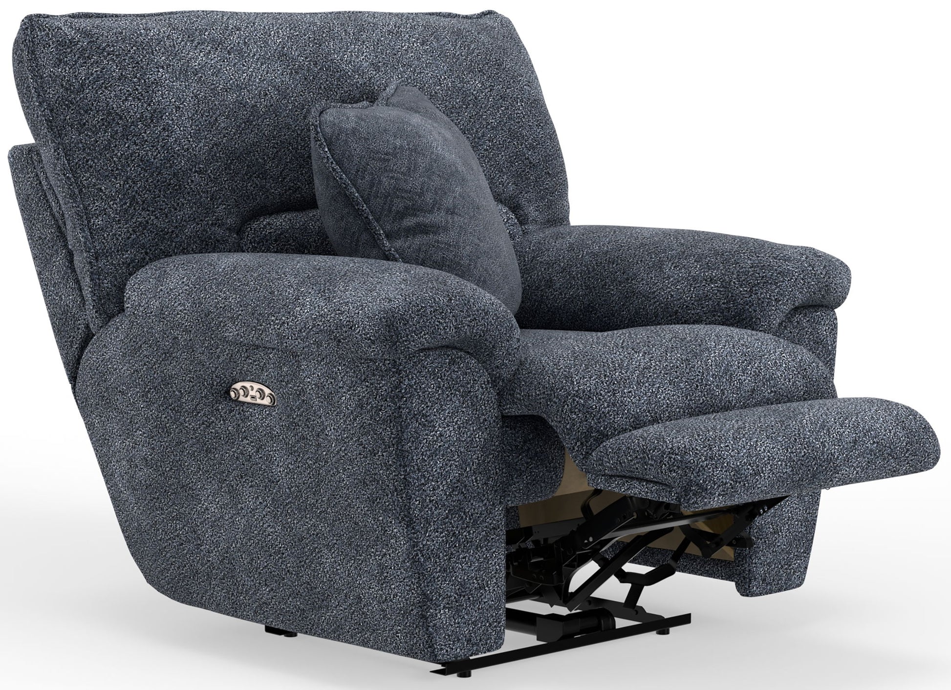 Paxon - Deep Seat Power Lay Flat Recliner With Power Adjustable Headrest - Smoke - Hornell Furniture Outlet