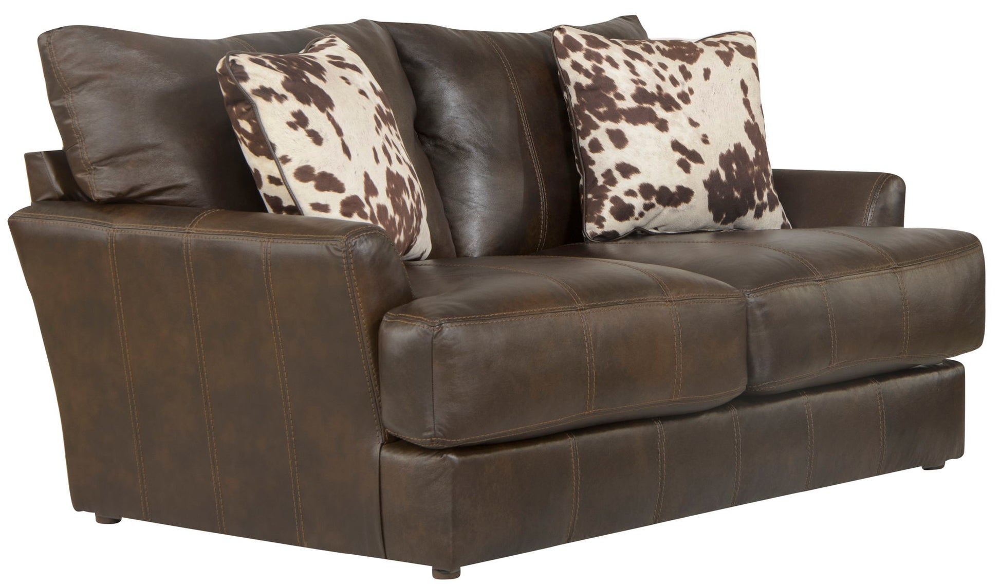 Pavia - Top Grain Italian Leather Loveseat With Cuddler Cushions - Cocoa - Hornell Furniture Outlet