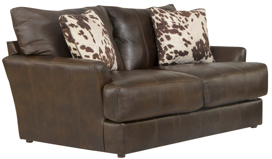 Pavia - Top Grain Italian Leather Loveseat With Cuddler Cushions - Cocoa - Hornell Furniture Outlet