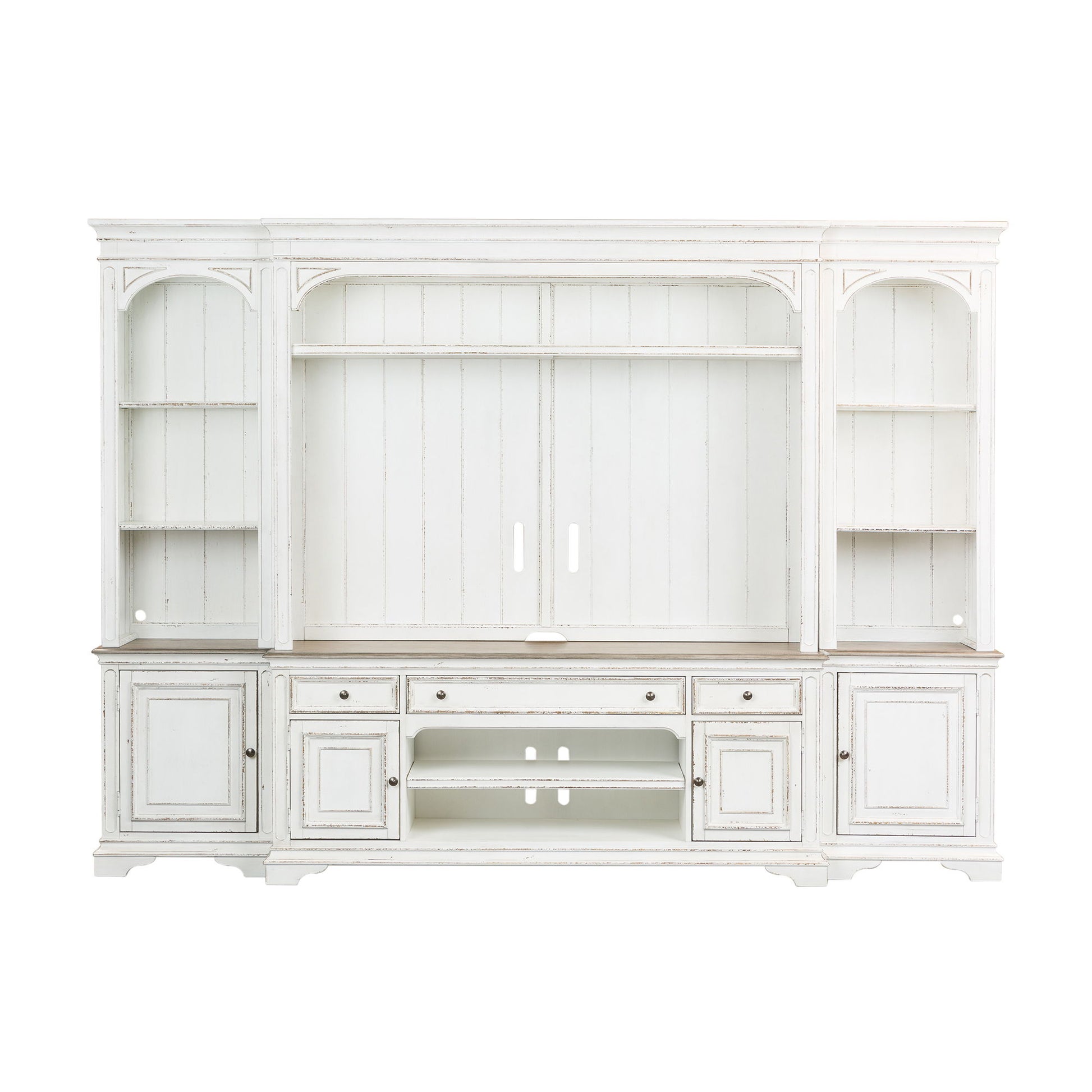 Magnolia Manor - Entertainment Center With Piers - White - Hornell Furniture Outlet