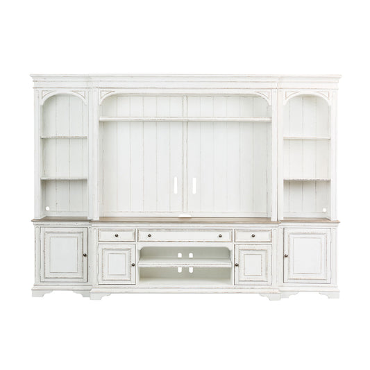 Magnolia Manor - Entertainment Center With Piers - White - Hornell Furniture Outlet