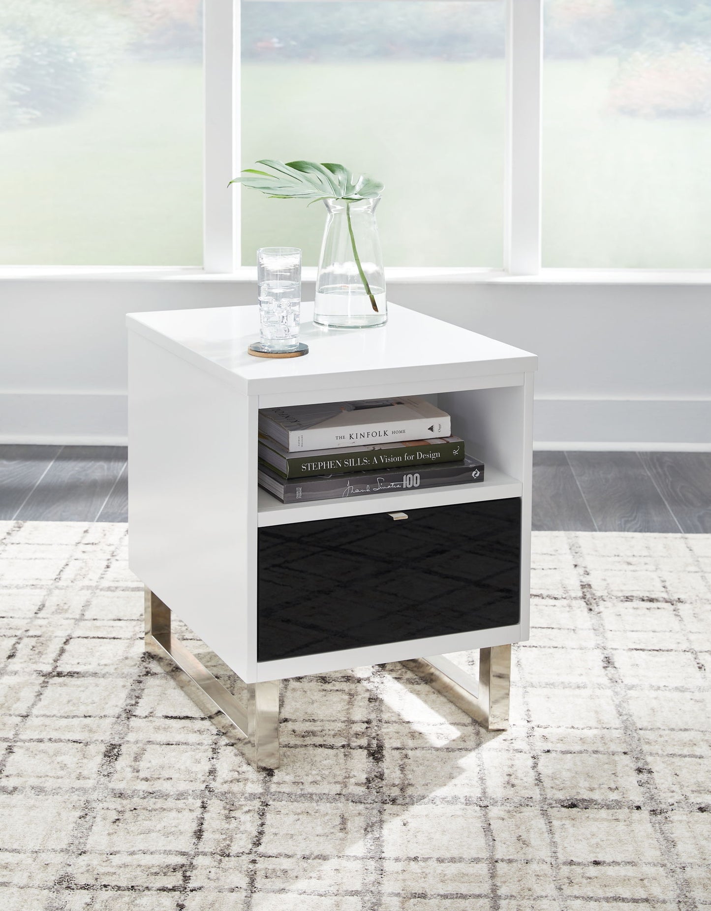Gardoni - White / Black - Chair Side End Table - Hornell Furniture Outlet
