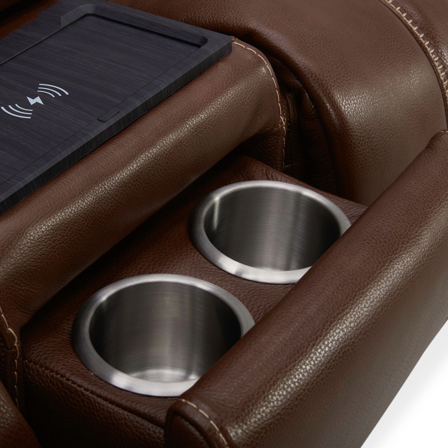 Caswell - Loveseat With Console P2 & ZG - Brown - Hornell Furniture Outlet