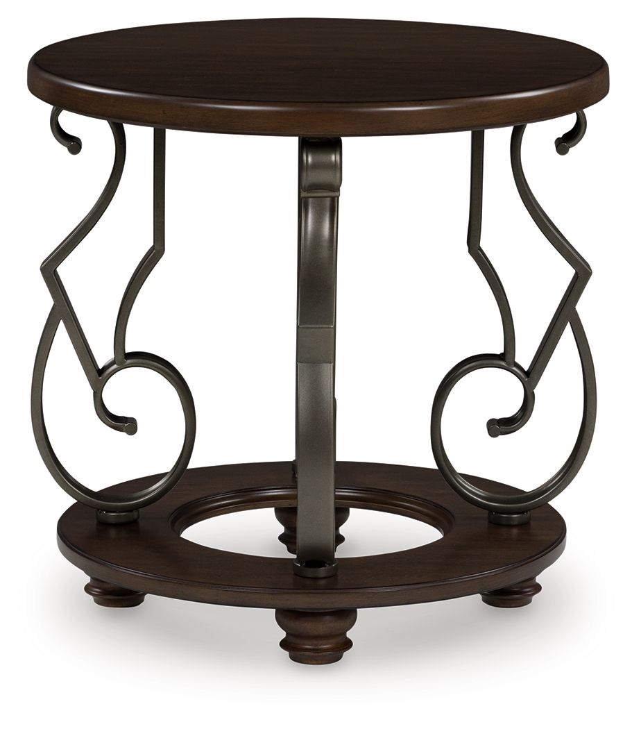 Frallyn - Dark Brown - Round End Table - Hornell Furniture Outlet