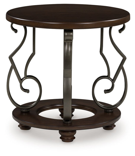 Frallyn - Dark Brown - Round End Table - Hornell Furniture Outlet