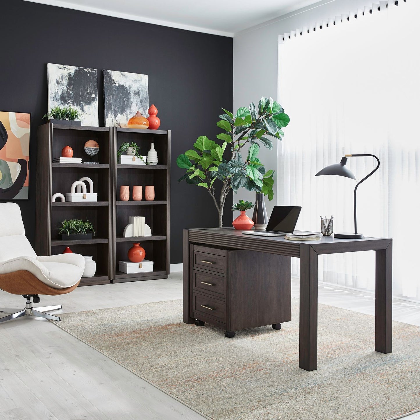 Modern Edge - 4 Piece Desk Set - Caffe - Hornell Furniture Outlet