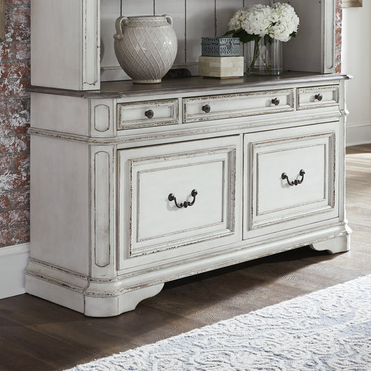 Magnolia Manor - Credenza - Antique White - Hornell Furniture Outlet