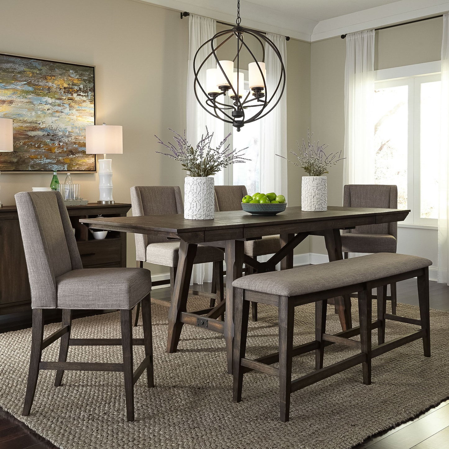 Double Bridge - Upholstered Counter Chair - Dark Brown - Hornell Furniture Outlet