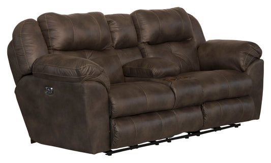 Ferrington - Power Lay Flat Reclining Console Loveseat with Power Adjustable Headrest & Lumbar - Hornell Furniture Outlet