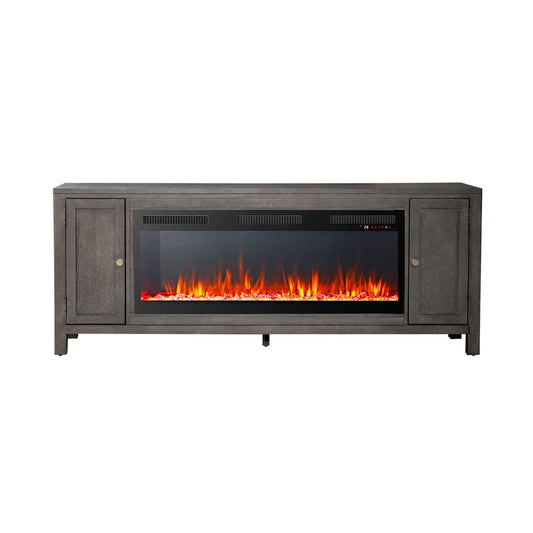 Fireplace TV Consoles - 406 78" Console With Fire FTS - Brown - Hornell Furniture Outlet