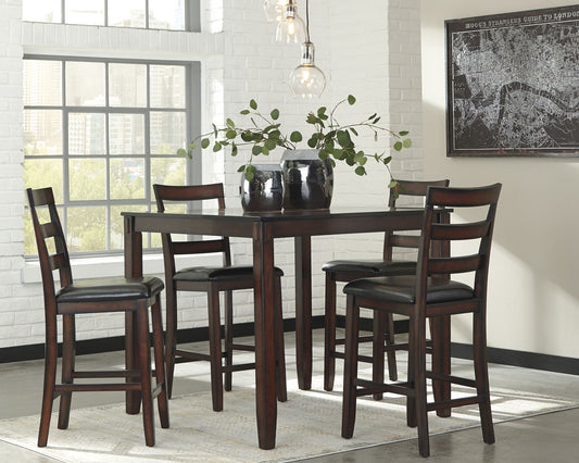 Coviar - Brown - DRM Counter Table Set (Set of 5) - Hornell Furniture Outlet