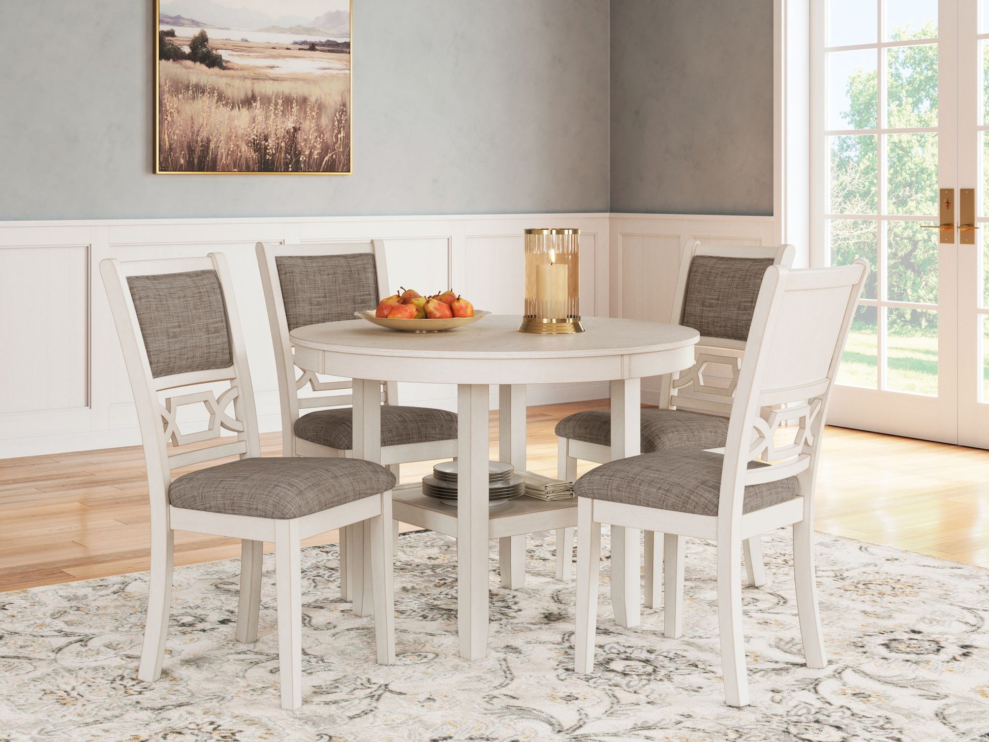 Erinberg - Antique White - Dining Room Table Set (Set of 5) - Hornell Furniture Outlet