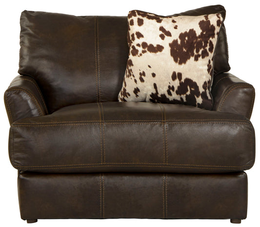 Pavia - Top Grain Italian Leather Chair With Cuddler Cushions - Cocoa - Hornell Furniture Outlet