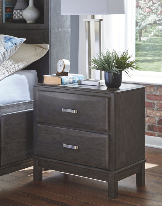 Caitbrook - Gray - Two Drawer Night Stand - Hornell Furniture Outlet