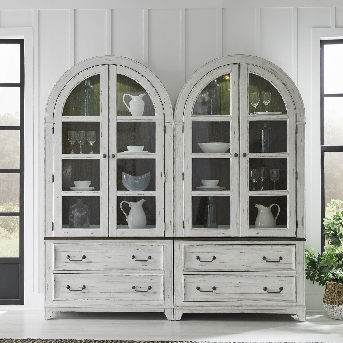 River Place - 2 Piece Bunching Curio Set - White - Hornell Furniture Outlet