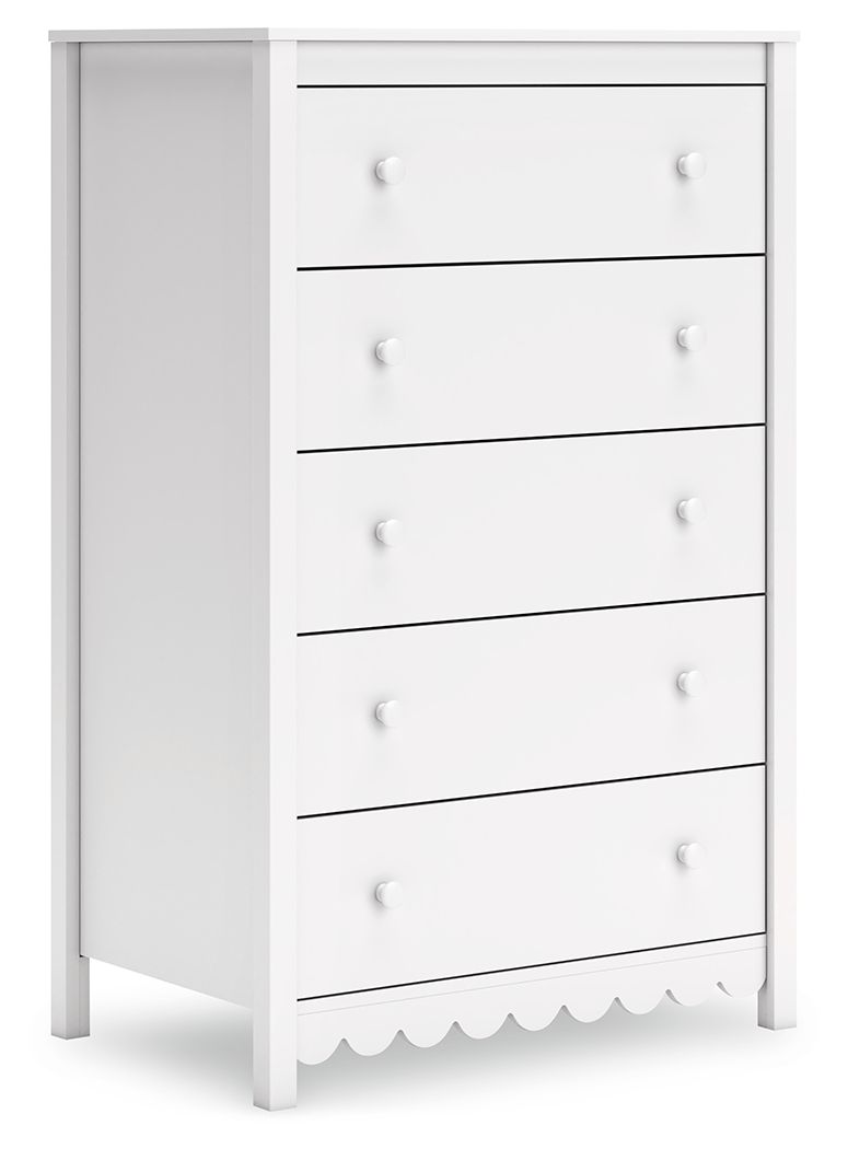 Hallityn - White - Five Drawer Chest - Hornell Furniture Outlet