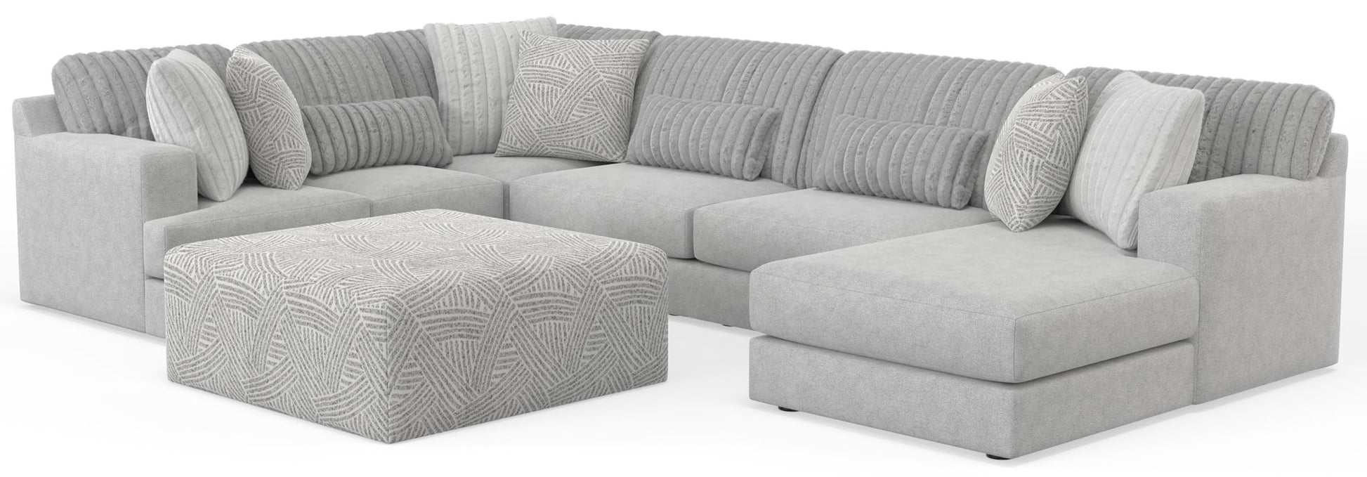 Logan - Upholstered Sectional With Comfort Coil Seating - 46" Cocktail Ottoman And Accent Pillows Included - Hornell Furniture Outlet