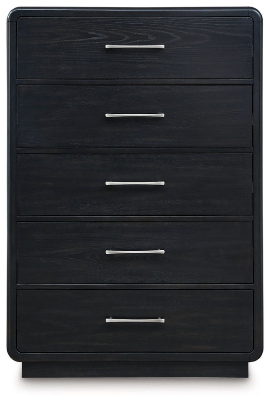 Rowanbeck - Black - Five Drawer Chest - Hornell Furniture Outlet