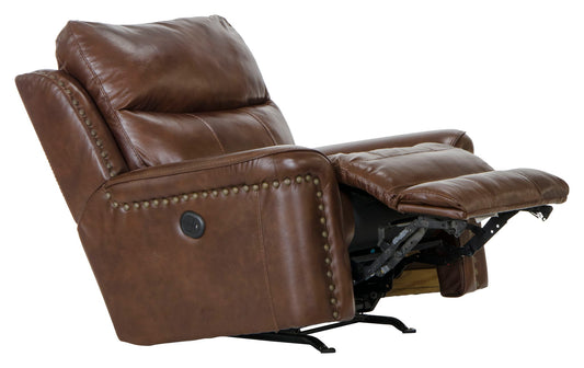 Ceretti - Power Wall Hugger Recliner - Brown Top Grain Italian Leather Match - Hornell Furniture Outlet
