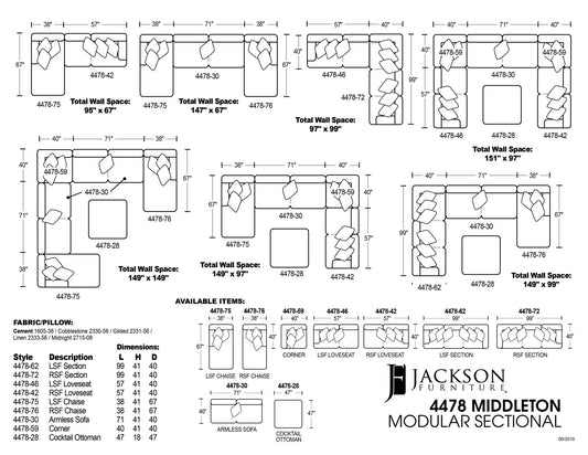 Middleton Modular Sectional - Cocktail Ottoman - Cement - Hornell Furniture Outlet