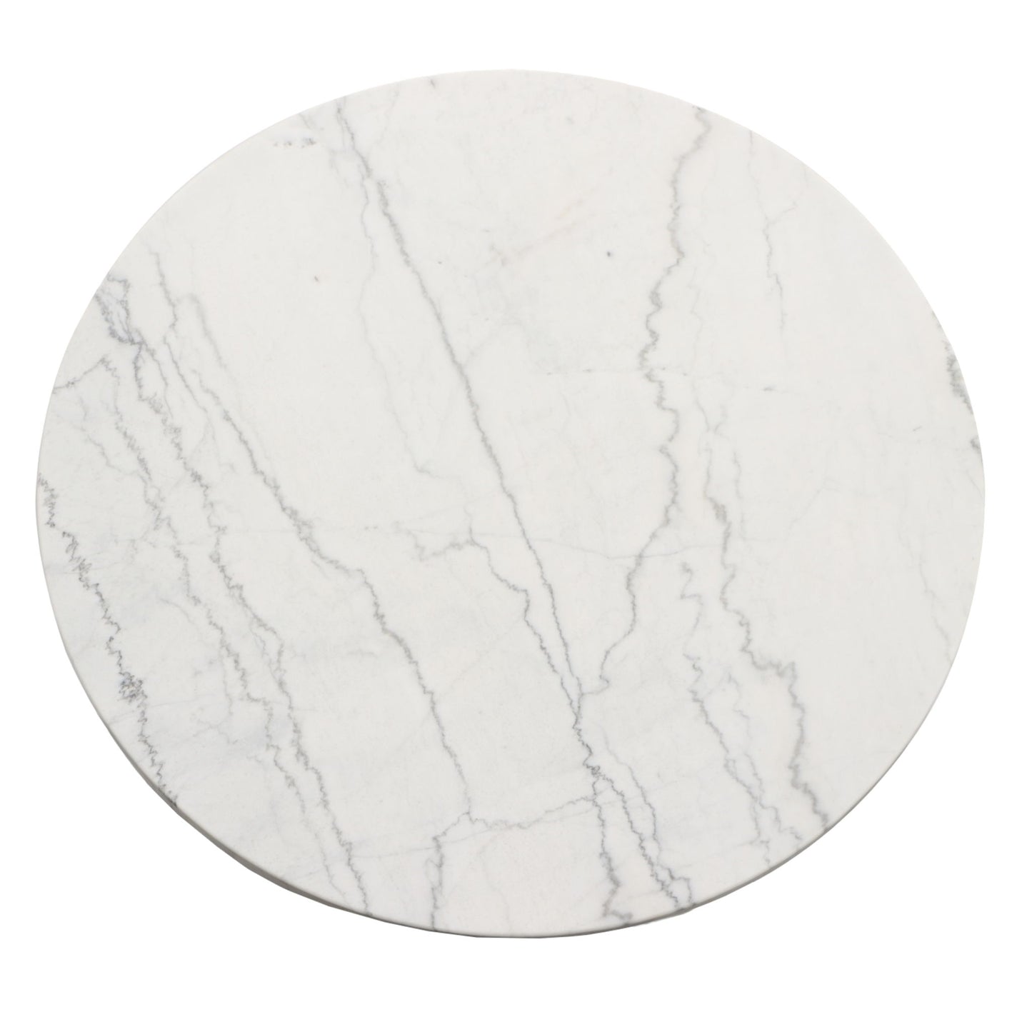 Xena - White Marble Top Round Table - Black - Hornell Furniture Outlet