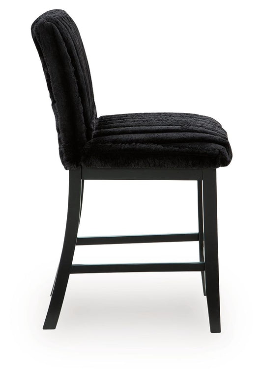 Mervannie - Upholstered Barstool (Set of 2) - Black - Hornell Furniture Outlet