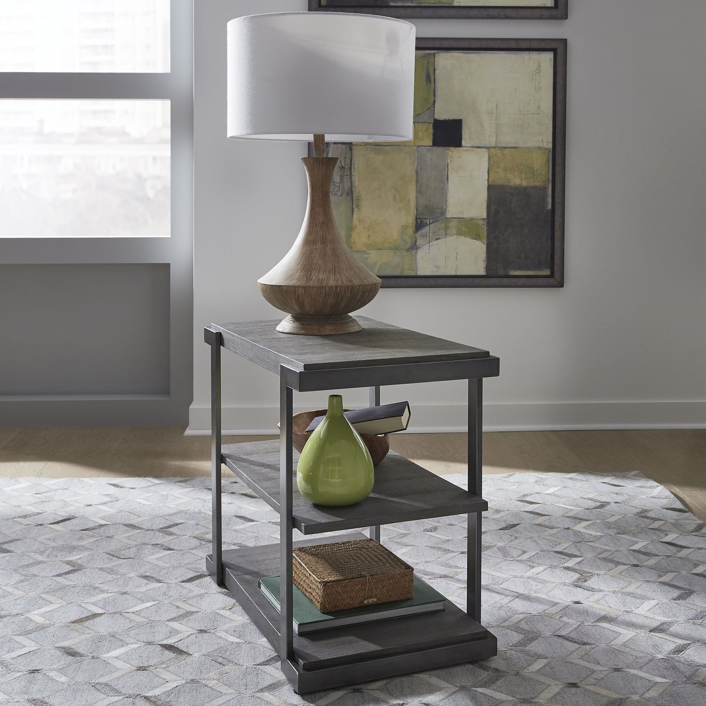 Modern View - Tiered End Table - Dark Gray - Hornell Furniture Outlet