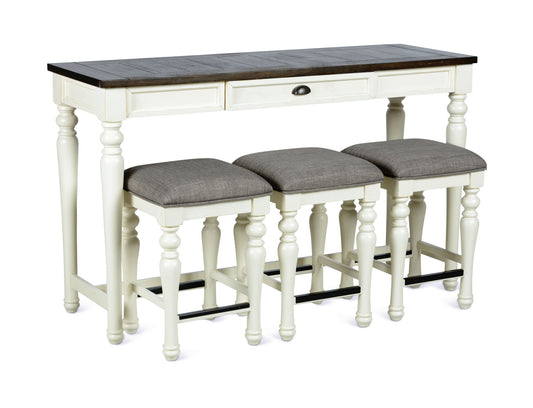 Joanna - 4 Piece Bar Set - White - Hornell Furniture Outlet