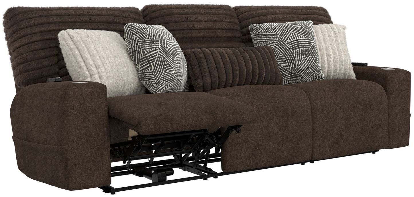 Zen - Power Reclining Sofa With CR3 Heat/Massage/Zero Gravity - Chocolate - Hornell Furniture Outlet
