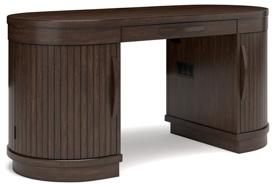 Korestone - Warm Brown - 3 Pc. - Home Office Desk, Chair, Credenza - Hornell Furniture Outlet
