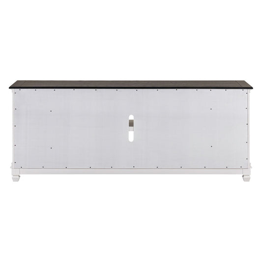 Fireplace TV Consoles - 417 80" Console With Fire FTS - White - Hornell Furniture Outlet
