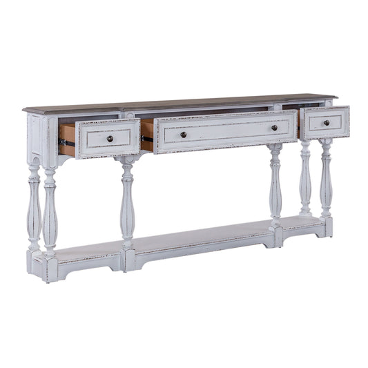 Magnolia Manor - 3 Drawer Hall Console Table - White - Hornell Furniture Outlet