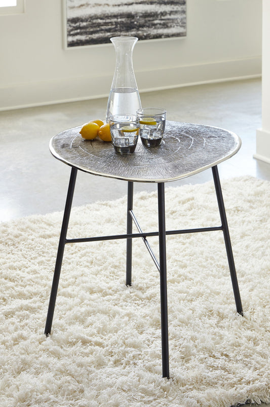 Laverford - Chrome / Black - Round End Table - Hornell Furniture Outlet