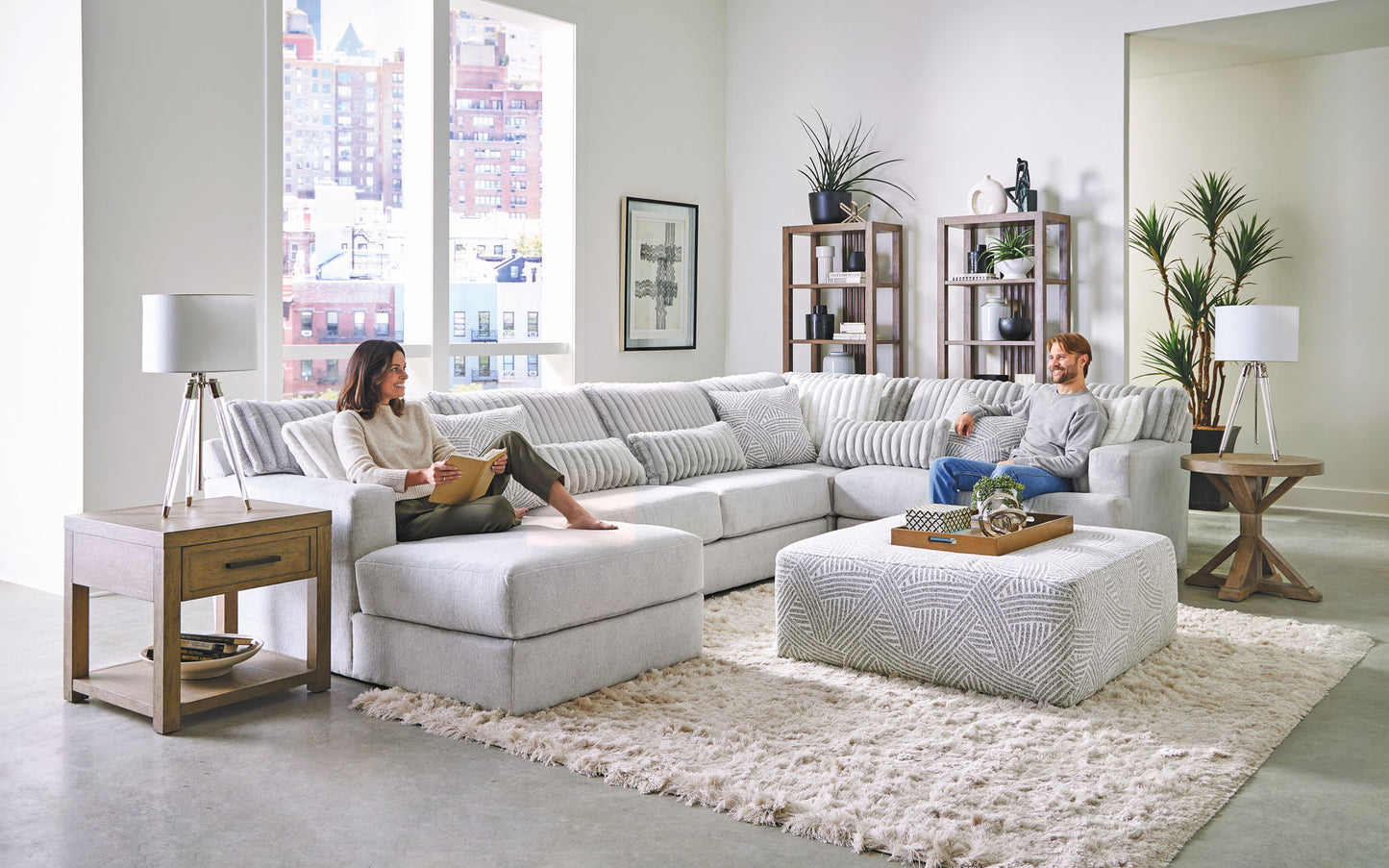 Logan Modular Sectional - Cocktail Ottoman - Hornell Furniture Outlet