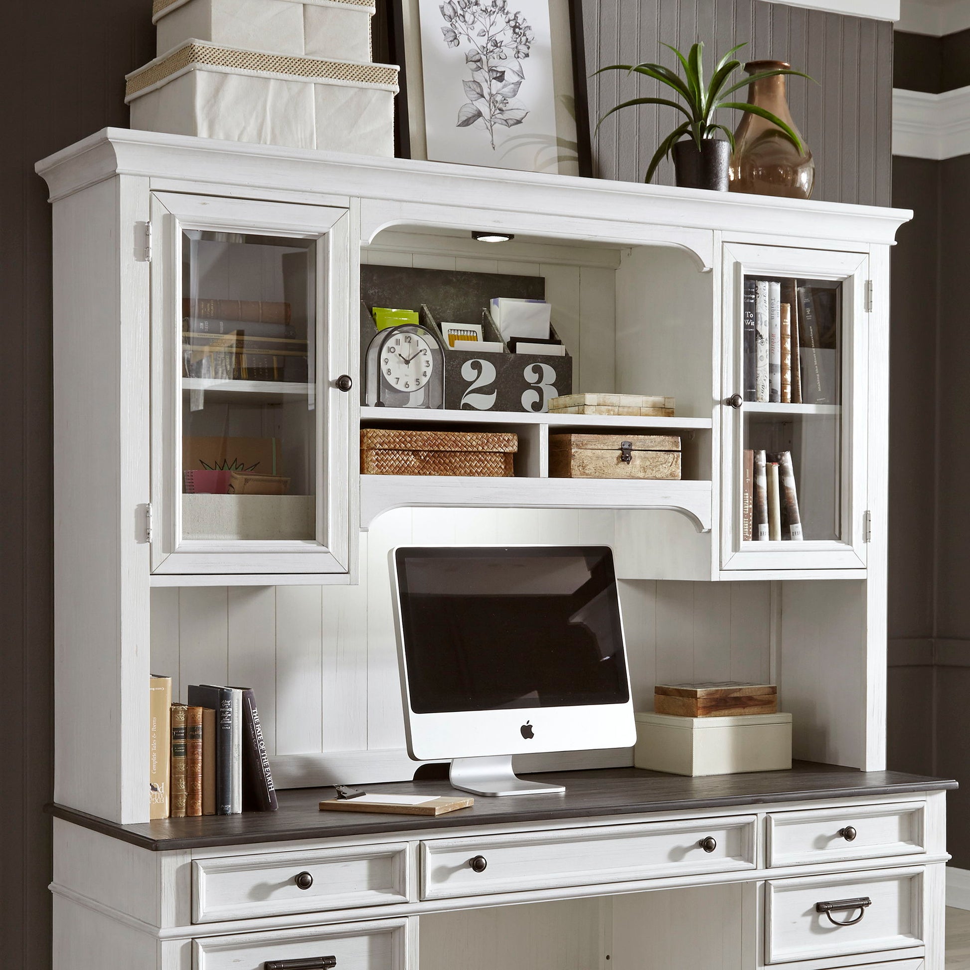 Allyson Park - Jr Executive Credenza Hutch - White - Hornell Furniture Outlet