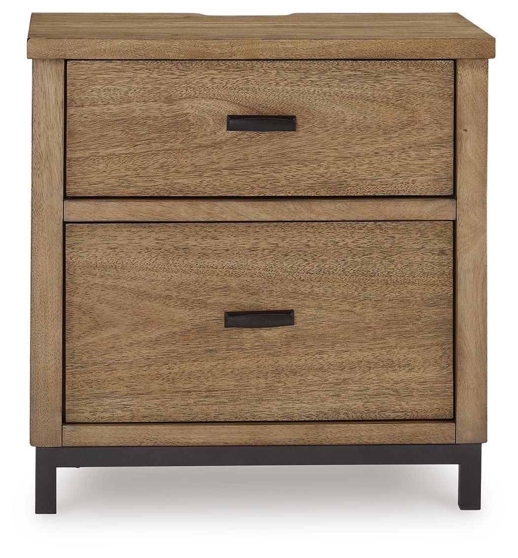 Tomtyn - Light Brown - Two Drawer Night Stand - Hornell Furniture Outlet