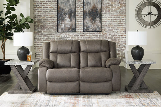 First Base - Gunmetal - Reclining Loveseat - Hornell Furniture Outlet