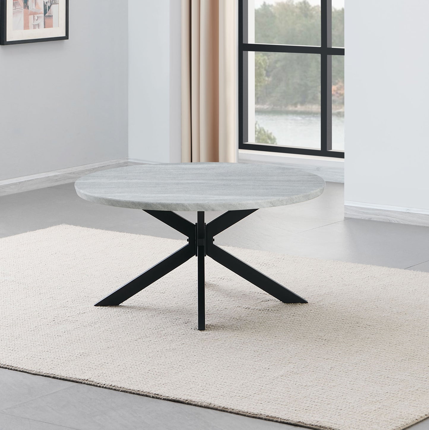 Keyla - Faux Marble Round Cocktail Table - Gray - Hornell Furniture Outlet