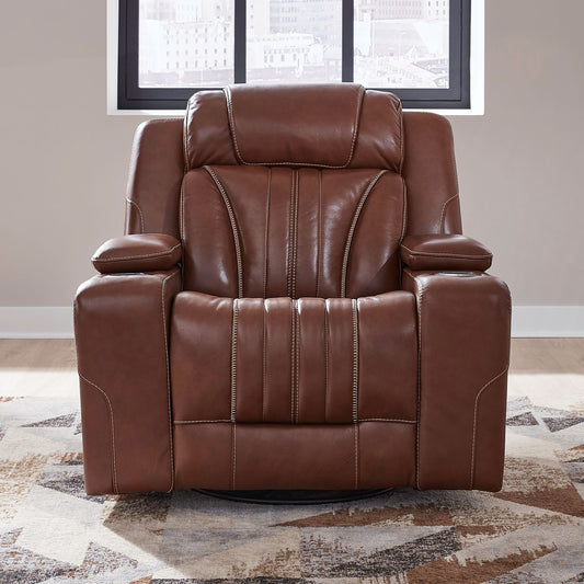 Caswell - Swivel Glider Recliner P2 - Brown - Hornell Furniture Outlet