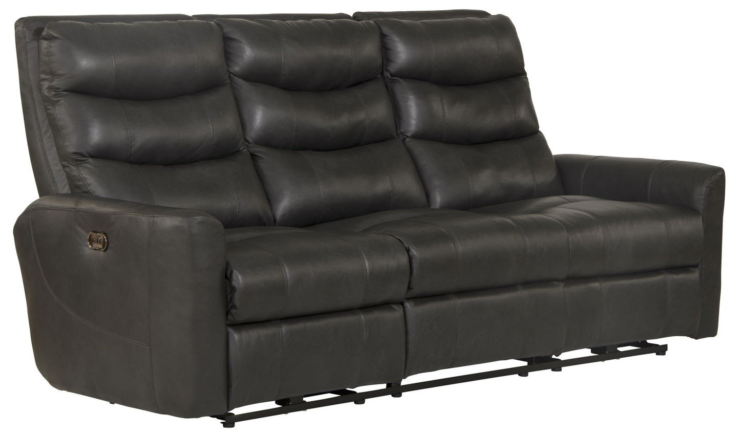 Bosa - Leather Power Reclining Sofa - Charcoal - Hornell Furniture Outlet