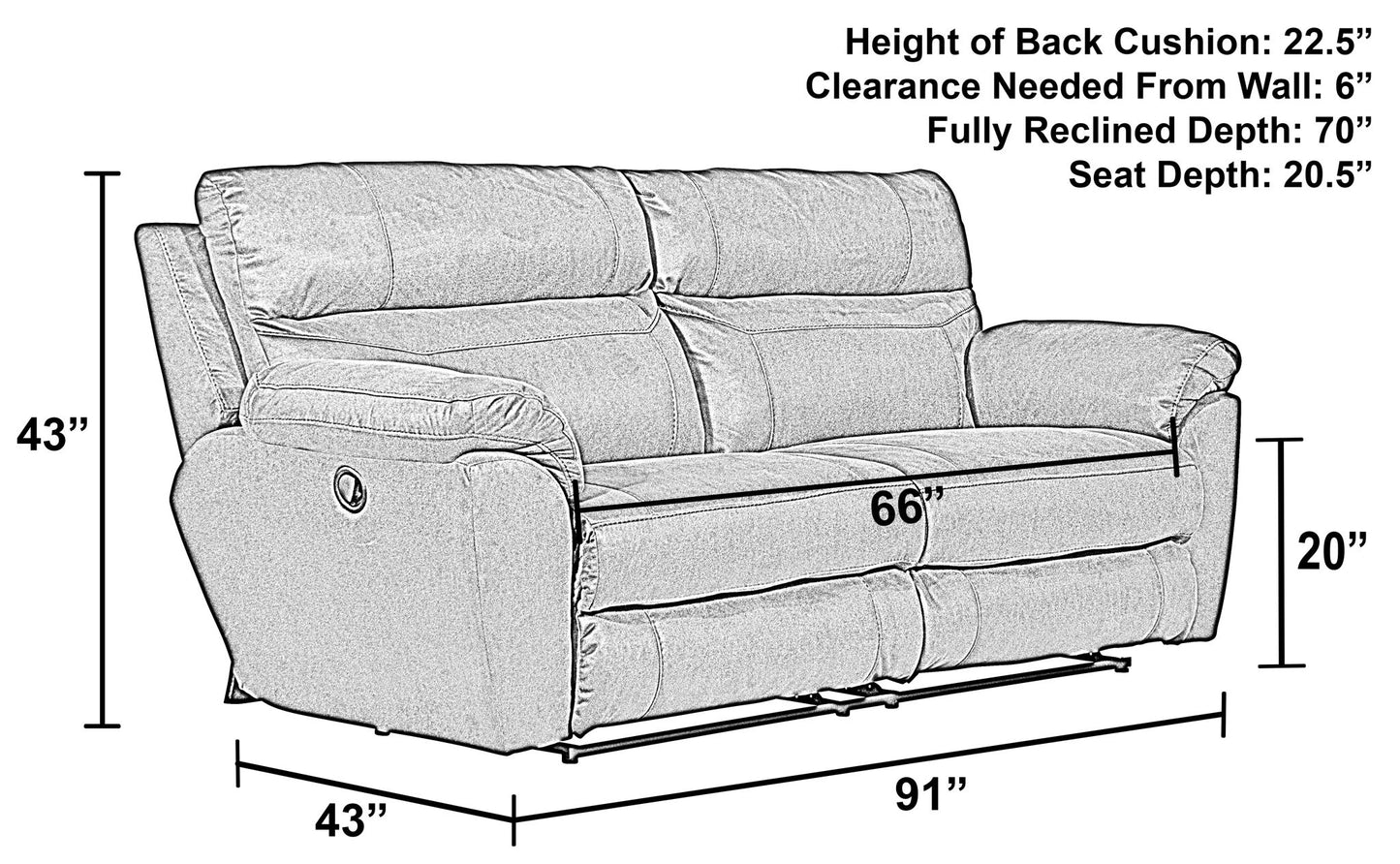 Atlas - Reclining Sofa - Charcoal - Hornell Furniture Outlet