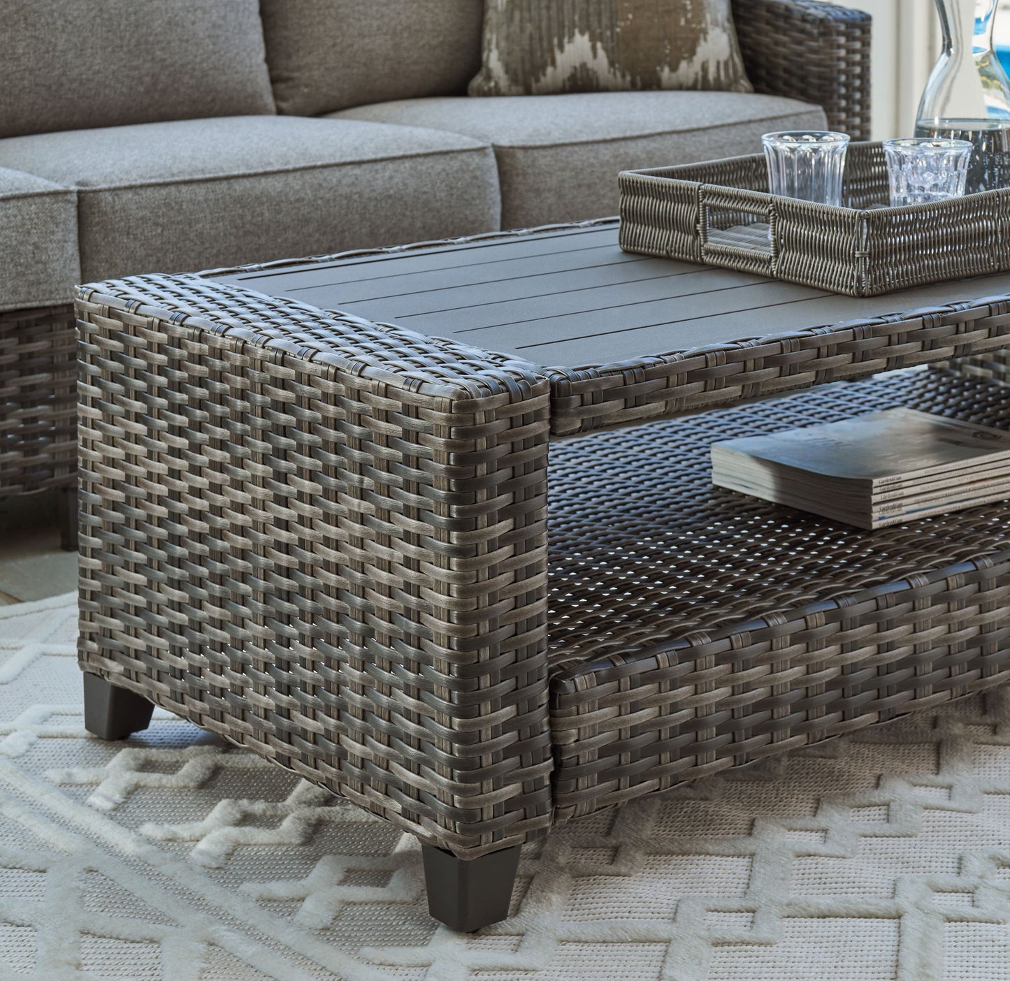 Oasis Court - Gray - Sofa, Chairs, Table Set (Set of 4) - Hornell Furniture Outlet