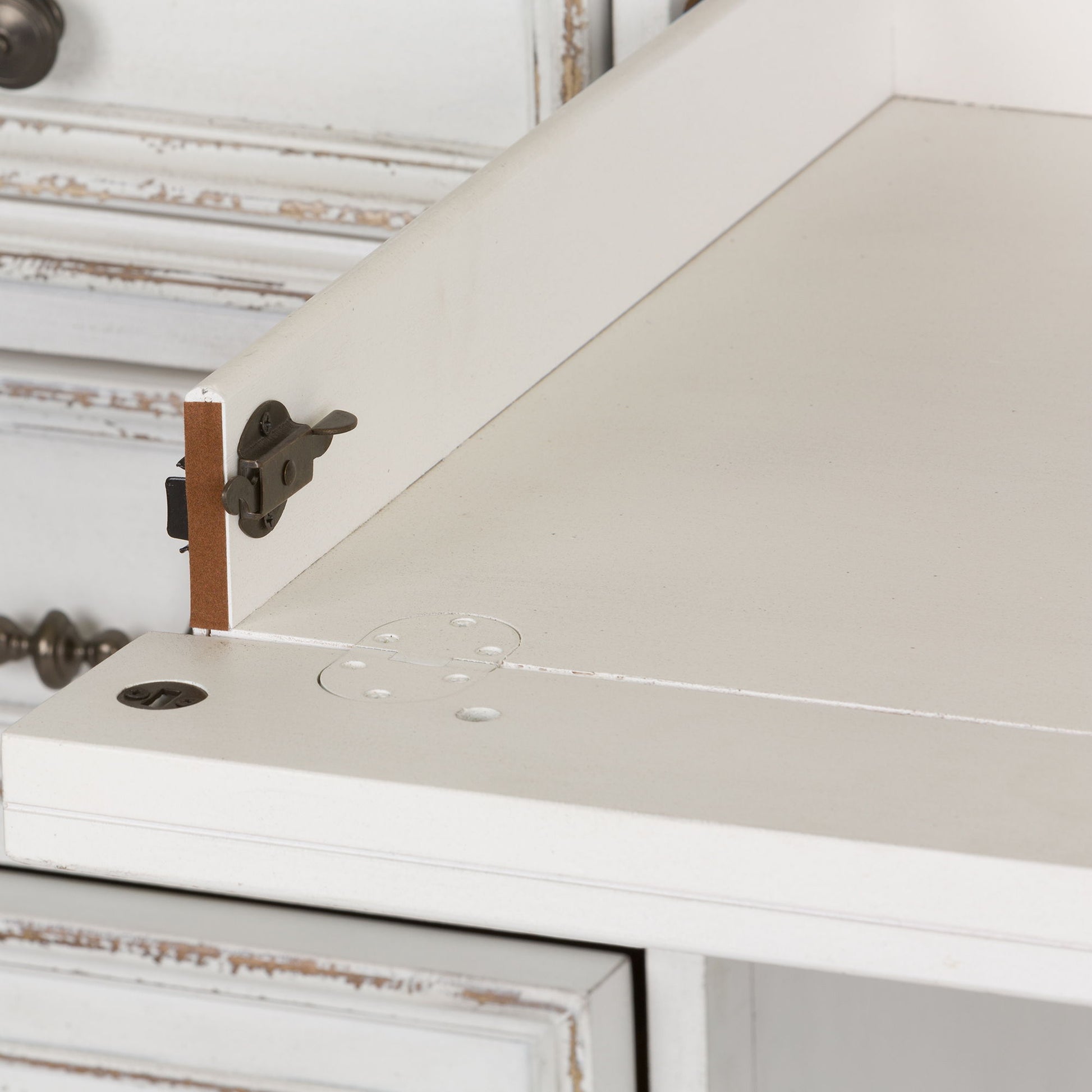 Magnolia Manor - Credenza & Hutch - White & Brown - Hornell Furniture Outlet