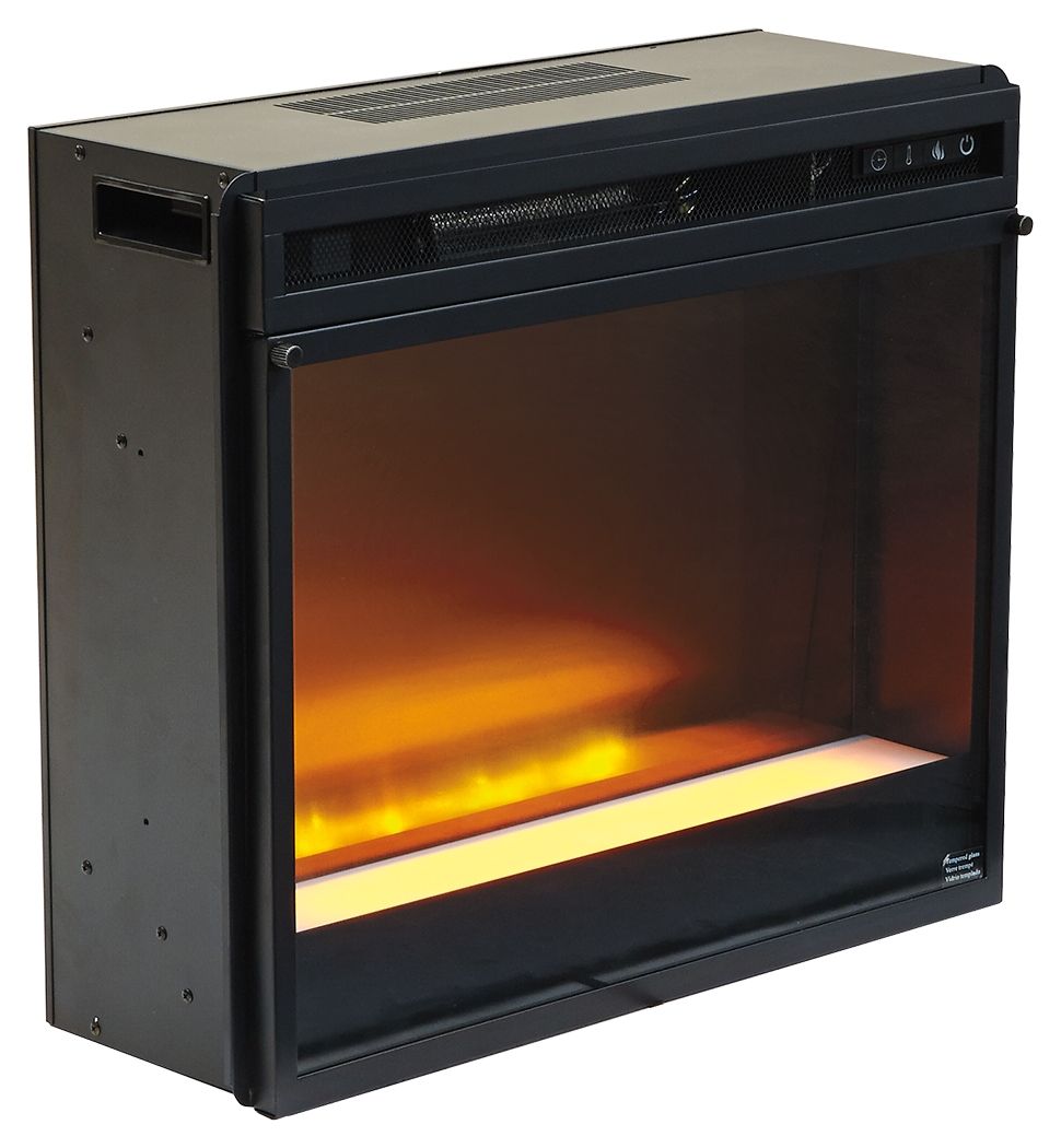Dorrinson - Corner TV Stand With Fireplace Insert - Hornell Furniture Outlet